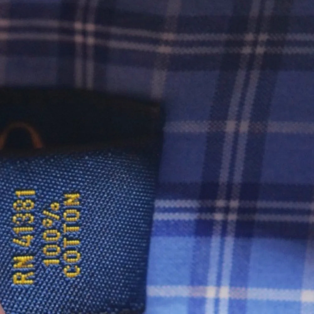 Polo Ralph Lauren Shirt Mens Large Blue Plaid 120s 2-Ply Long Sleeve Button Up